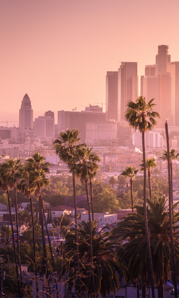 California skyline at sunset